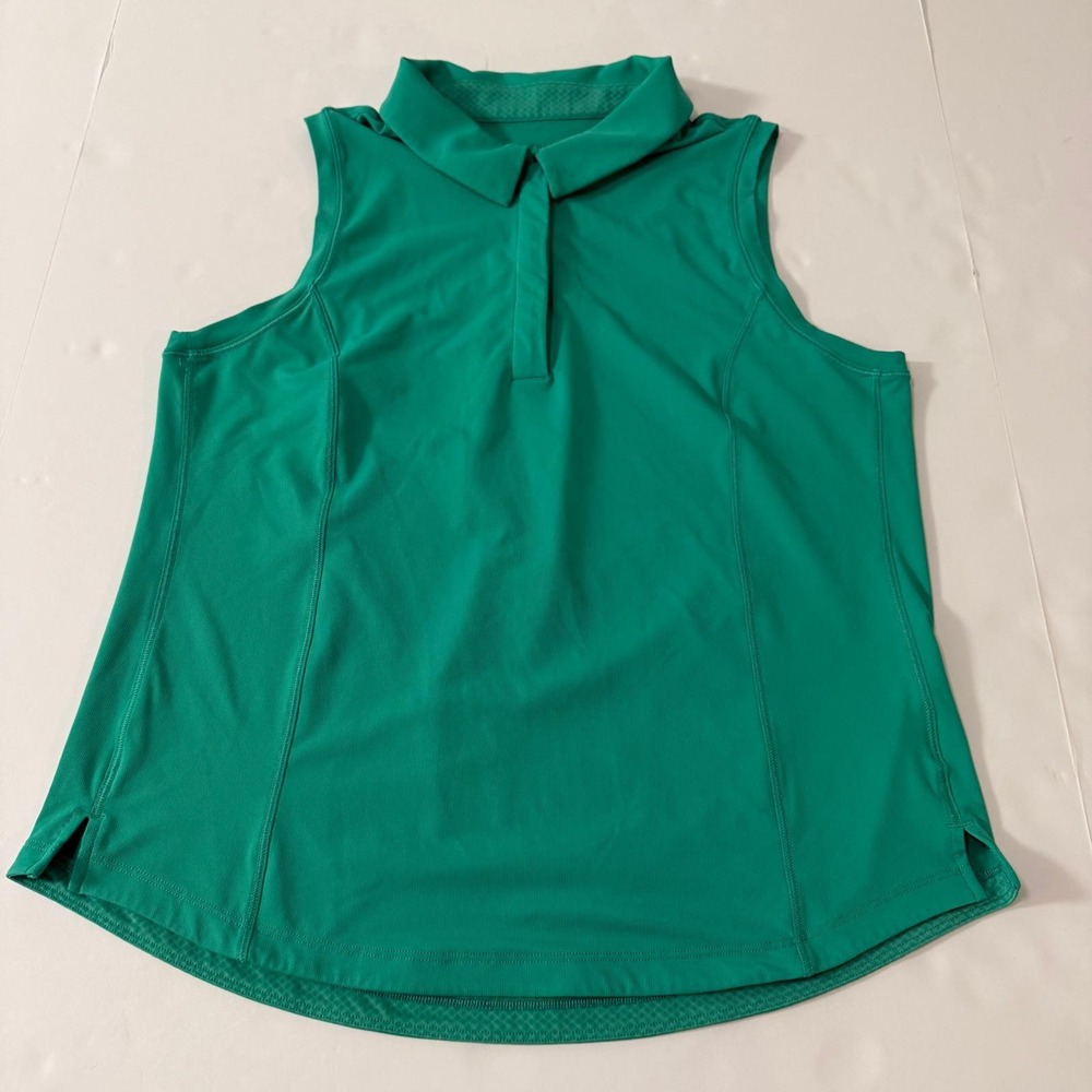 Athleta Womens Green Sleeveless Golf Polo Shirt Top Size Medium